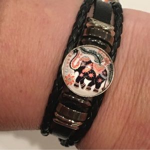 Black Leather Snap Bracelet